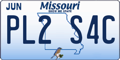 MO license plate PL2S4C