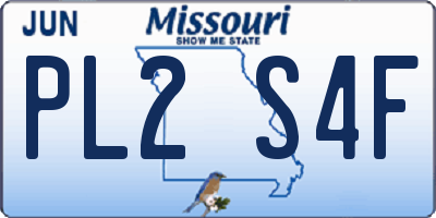 MO license plate PL2S4F