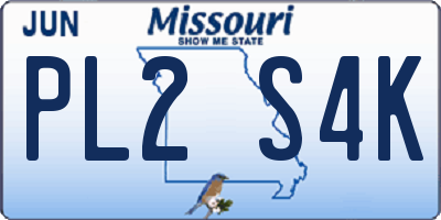 MO license plate PL2S4K