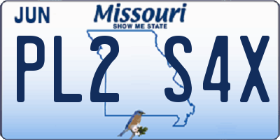 MO license plate PL2S4X