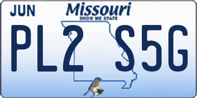 MO license plate PL2S5G