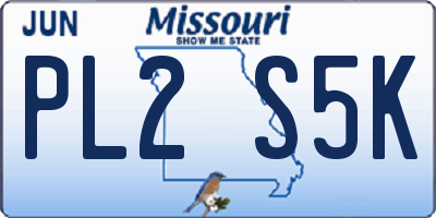 MO license plate PL2S5K