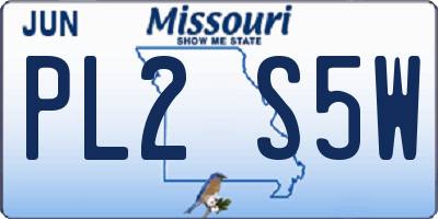 MO license plate PL2S5W