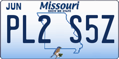 MO license plate PL2S5Z