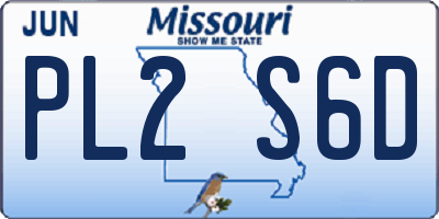 MO license plate PL2S6D