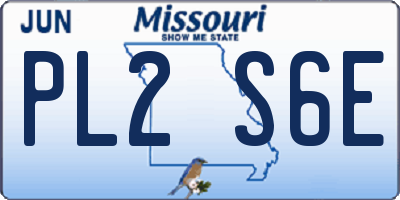 MO license plate PL2S6E