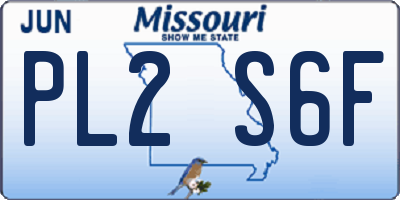 MO license plate PL2S6F