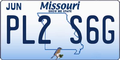 MO license plate PL2S6G