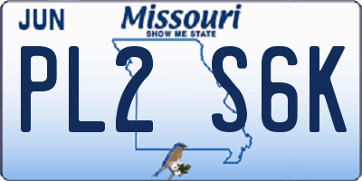 MO license plate PL2S6K
