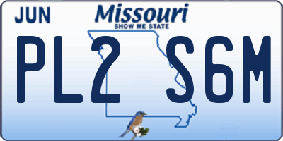 MO license plate PL2S6M