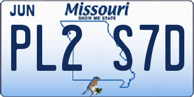 MO license plate PL2S7D