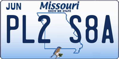 MO license plate PL2S8A