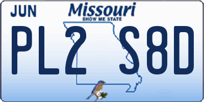 MO license plate PL2S8D