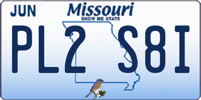 MO license plate PL2S8I