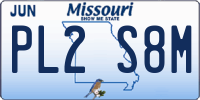 MO license plate PL2S8M