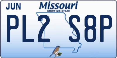 MO license plate PL2S8P