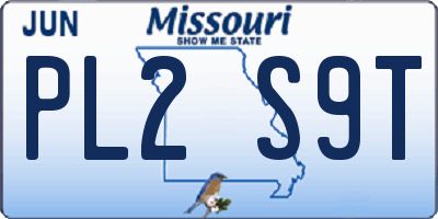 MO license plate PL2S9T