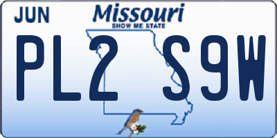 MO license plate PL2S9W