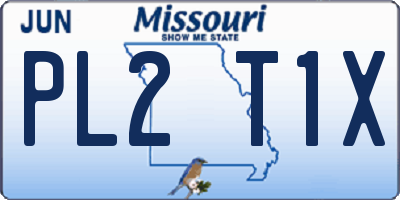 MO license plate PL2T1X
