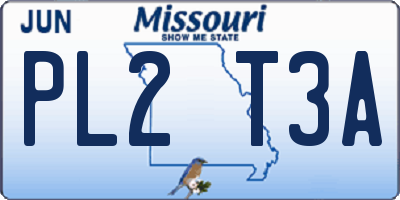 MO license plate PL2T3A