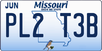 MO license plate PL2T3B
