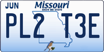 MO license plate PL2T3E
