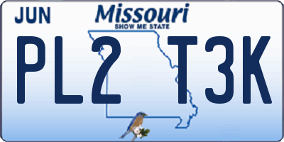MO license plate PL2T3K