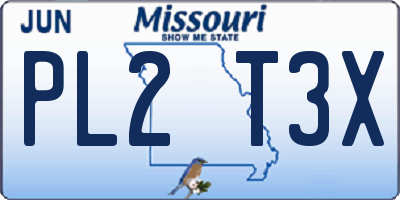 MO license plate PL2T3X