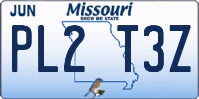 MO license plate PL2T3Z