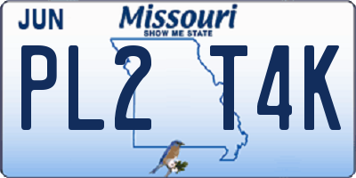 MO license plate PL2T4K