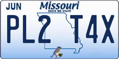 MO license plate PL2T4X