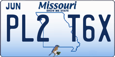 MO license plate PL2T6X