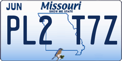 MO license plate PL2T7Z