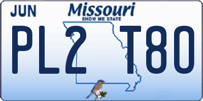 MO license plate PL2T8O