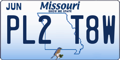 MO license plate PL2T8W