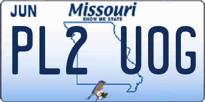 MO license plate PL2U0G