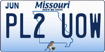 MO license plate PL2U0W