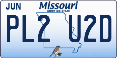 MO license plate PL2U2D