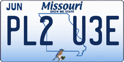 MO license plate PL2U3E