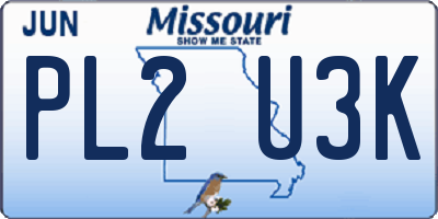 MO license plate PL2U3K