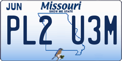 MO license plate PL2U3M