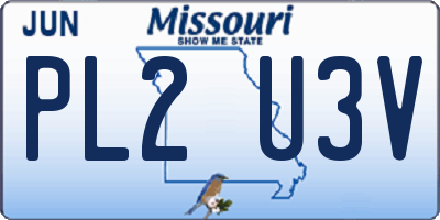 MO license plate PL2U3V
