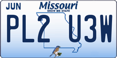 MO license plate PL2U3W