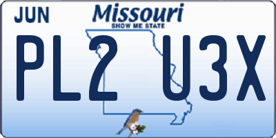 MO license plate PL2U3X