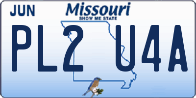 MO license plate PL2U4A