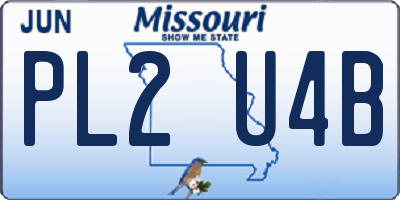 MO license plate PL2U4B