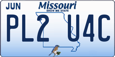 MO license plate PL2U4C