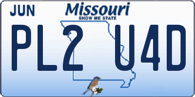 MO license plate PL2U4D