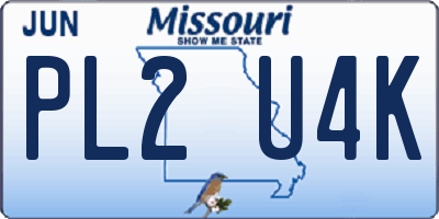 MO license plate PL2U4K