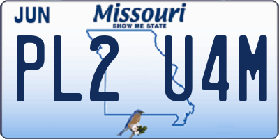 MO license plate PL2U4M